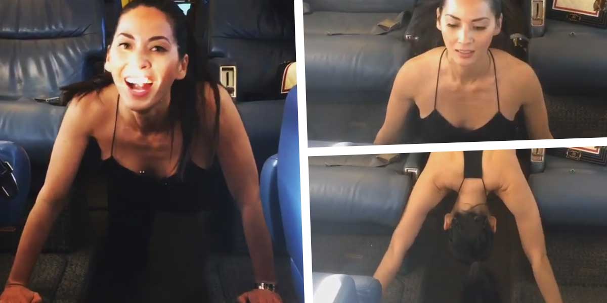 Olivia Munn's braless mid-air workout videos