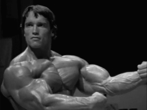Arnold Schwarzenegger flexing his muscles