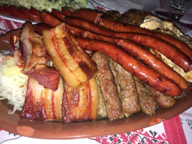 Ćevapčići - Huge plate of sausages and meat in Novi Sad, Serbia