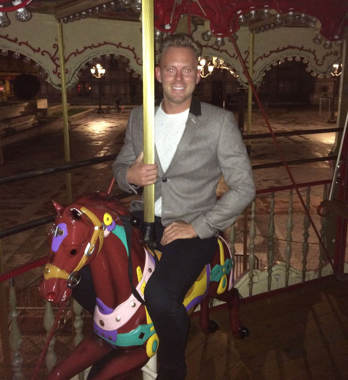 Lee on a merry go round