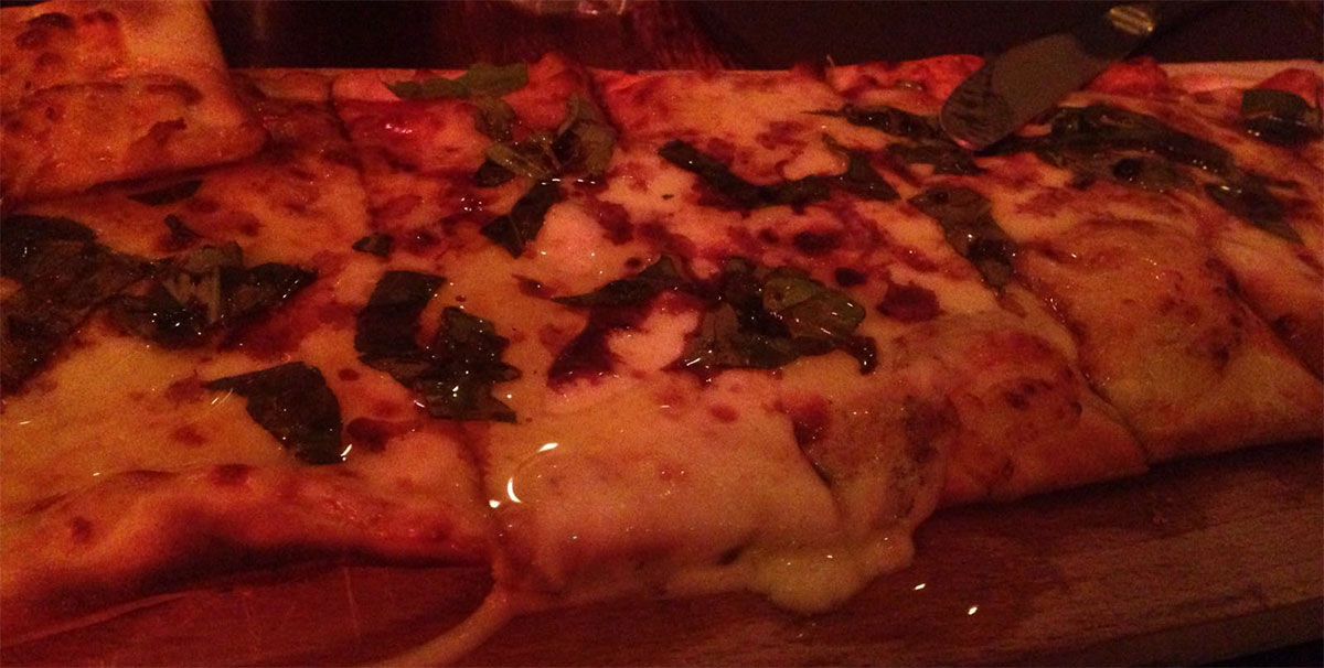 An incredibly tasty pizza at Le Carlous