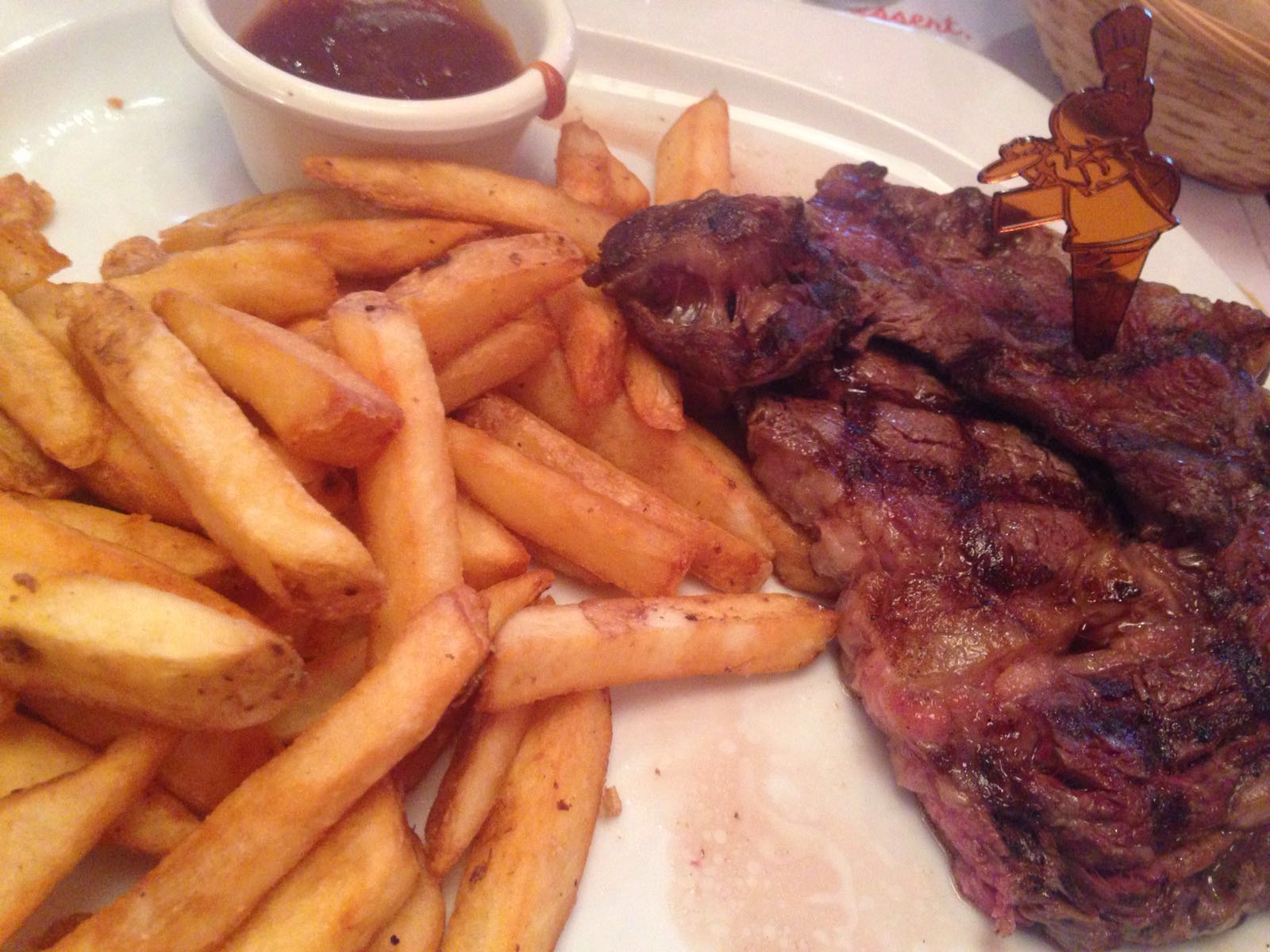 Steak and chips at the Hippopotamus Grill outside Gare du Nord station