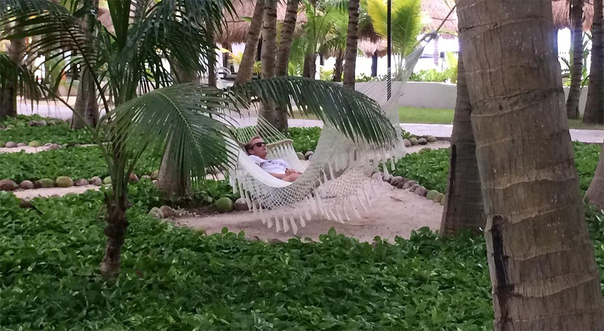 Brother Tommy lazing around in our 5* Sensimar Spa Hotel